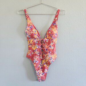 L*SPACE Floral Corset One Piece Swimsuit Bodysuit Summer Beach Cottagecore